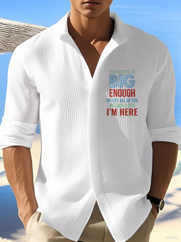 Letter Printed Long-Sleeved Shirts With Lapels