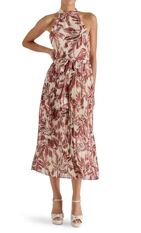 Red Floral Sleeveless Wrap Maxi Dress