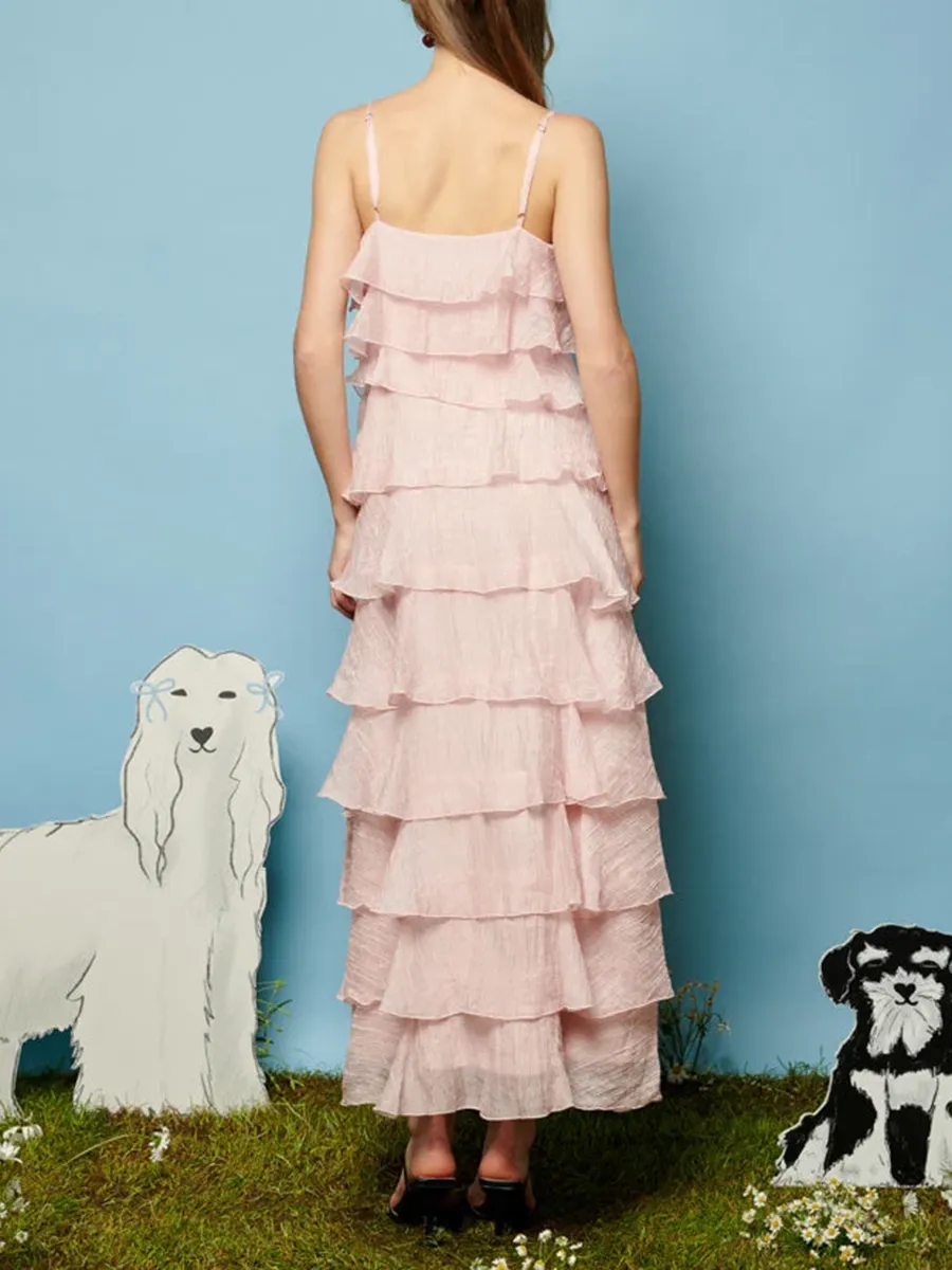 Casual Style Ruffle Midi Dress