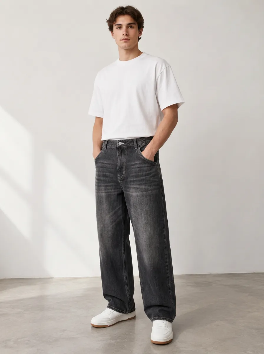 Men's Utility Inspired Wide Leg Jeans