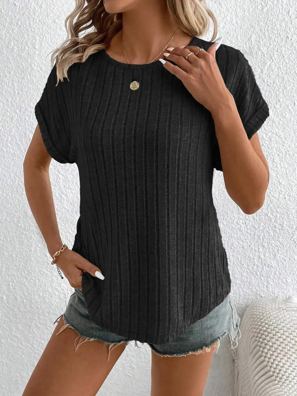 Short-Sleeve Ribbed T-Shirt