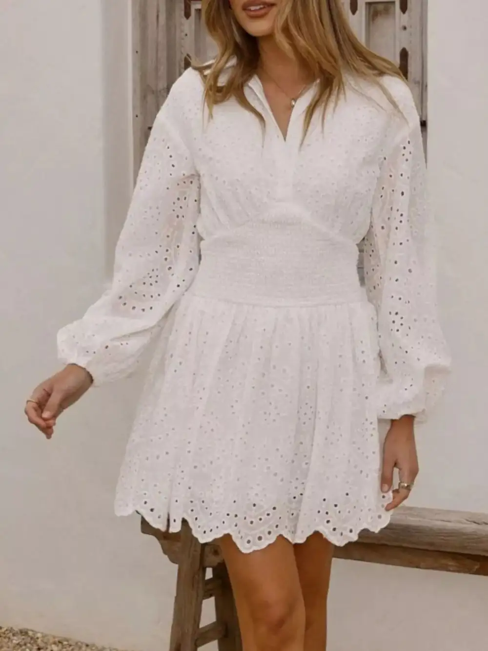 Eyelet Mini Dress