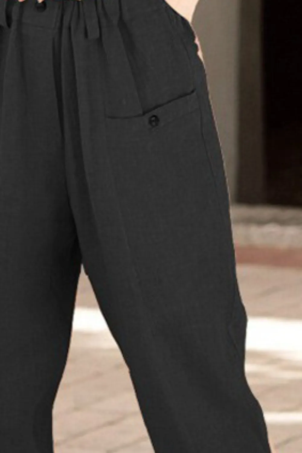 Button Front High Waist Pants