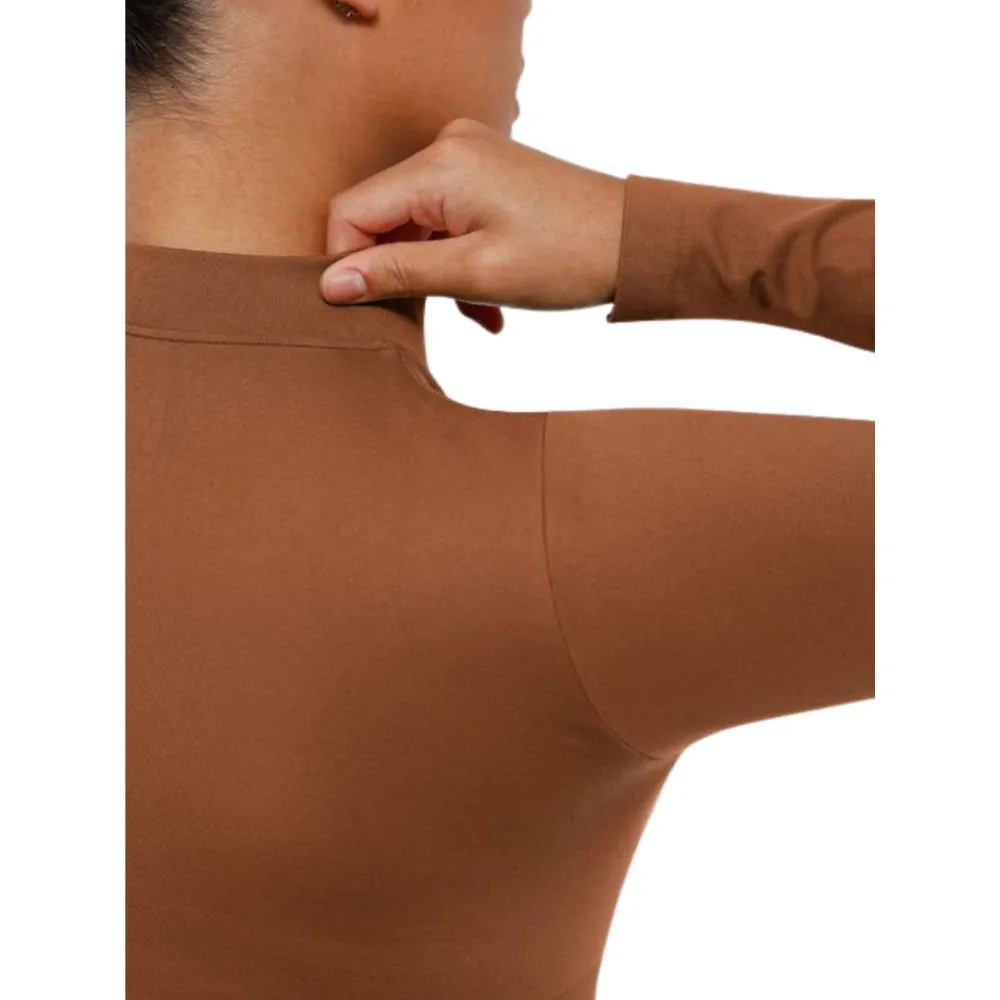 Zip Front Long Sleeve Thong Bodysuit