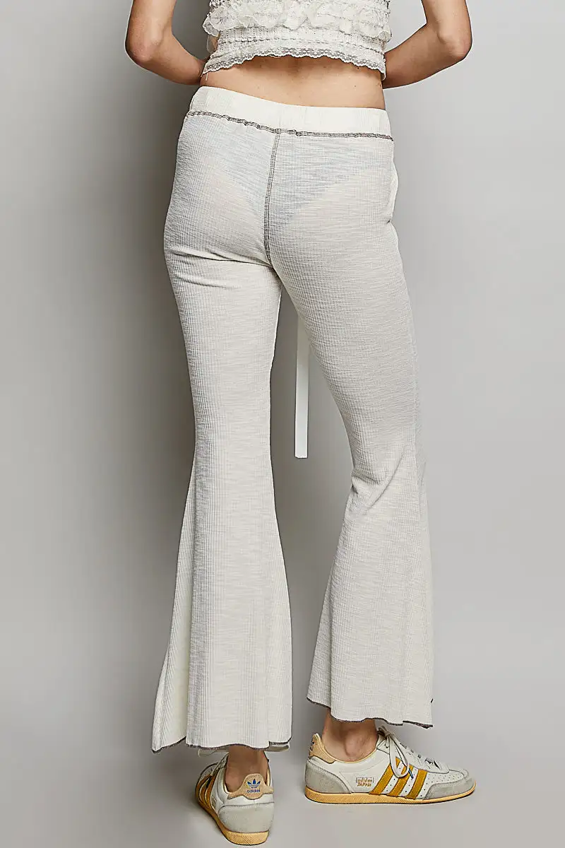 Drawstring Textured Ribbed Knit Pants