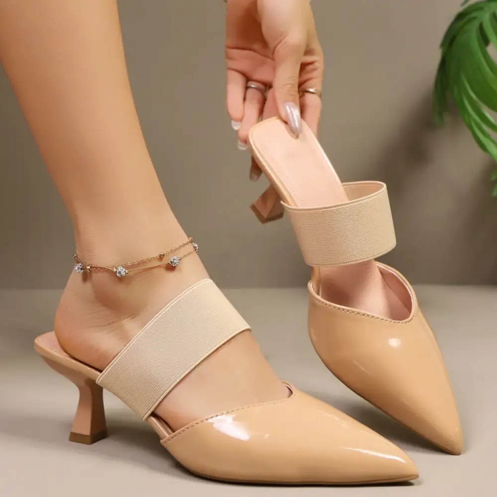 Point Toe Flare Heel Sandals