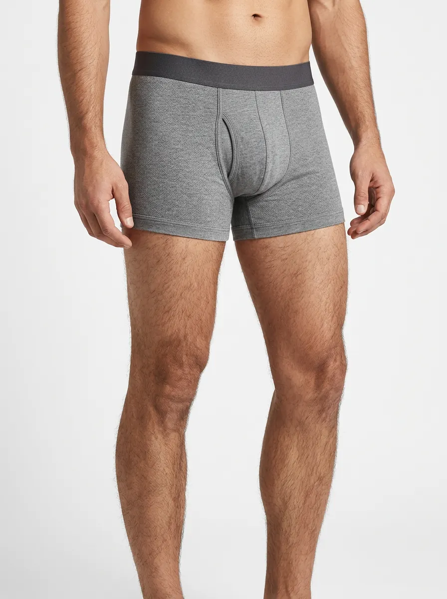 Men's Grey Solid Minimalist Printed Boxer Briefs