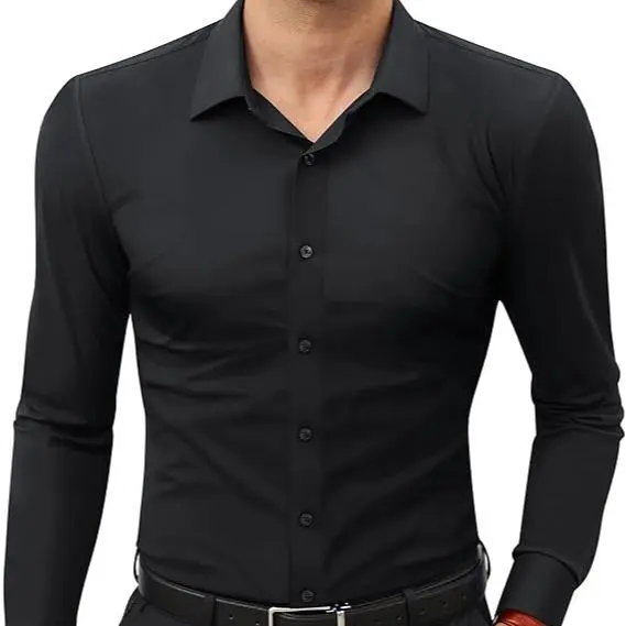 Men‘s Dress Shirts 16-Way Stretch Slim Fit Long Sleeve Button Down Shirts Wrinkle Free Traveler Shirts
