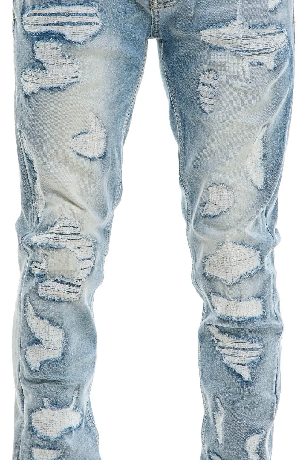 Men's Skinny Distressed Zip Detail Jeans
