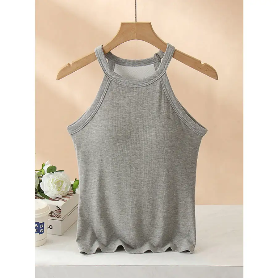 Grecian Neck Tank With Chest Pads