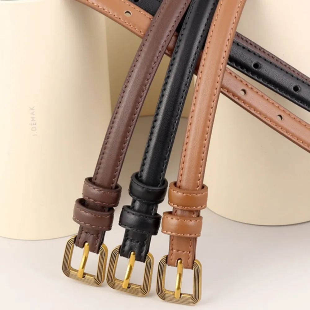 Everyday Leather Skinny Belt with Buckle