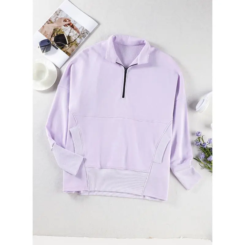 Women's Casual Oversized Half Zip Sweatshirts Long Sleeve