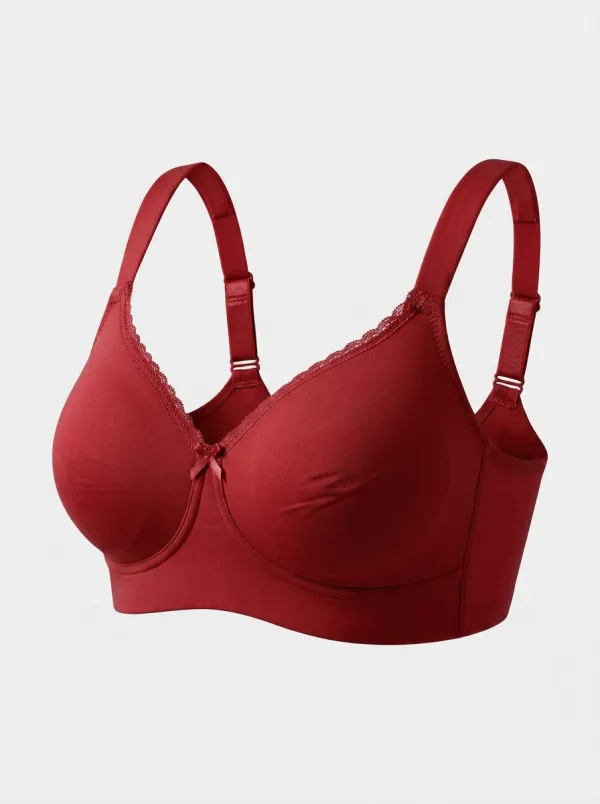 Women's Full-Coverage Lace-Trim Bow-Detail Wide-Strap Bra