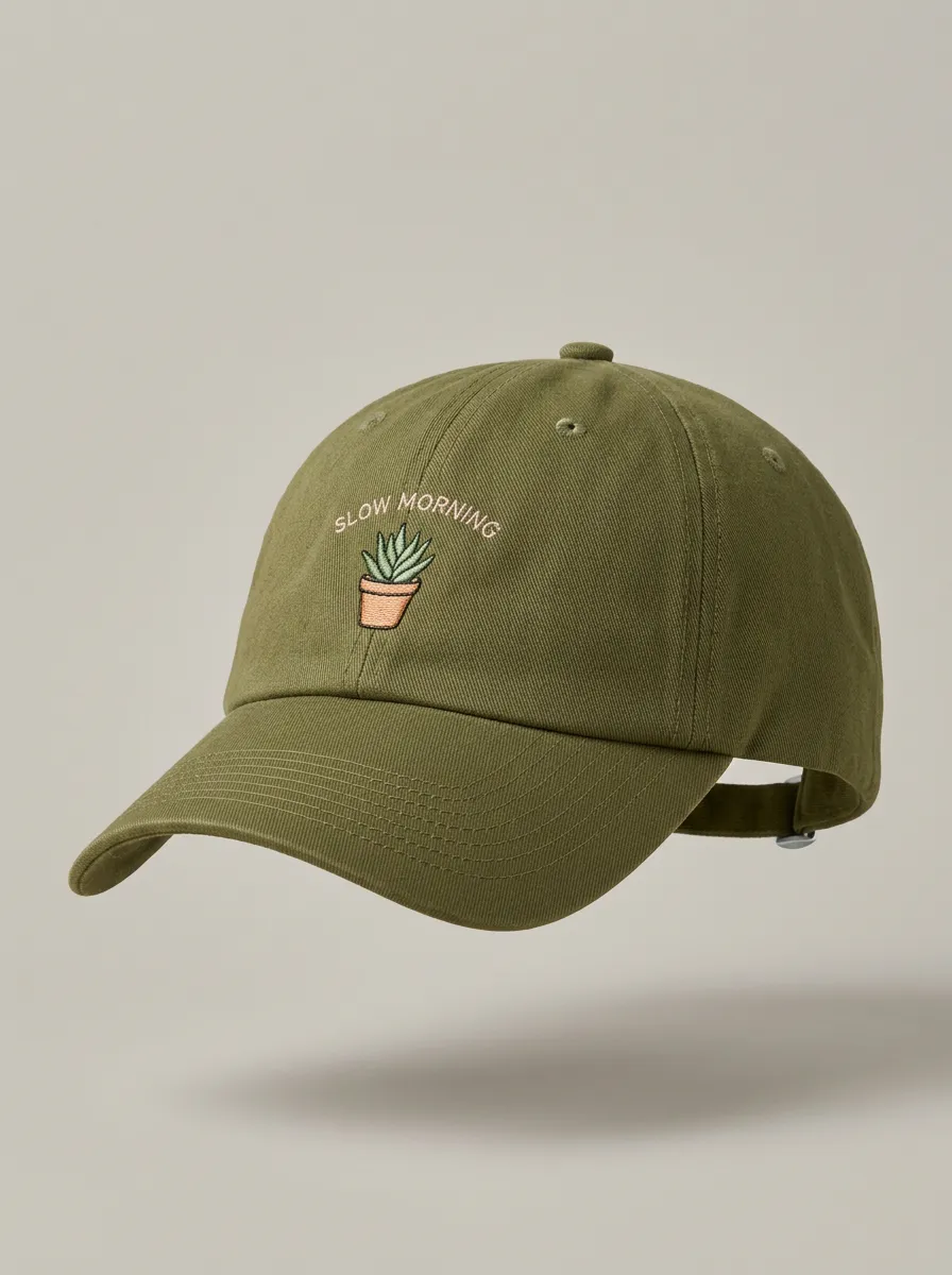 Textured Plant-Lover Slow-Morning Embroidered Unisex Baseball Cap