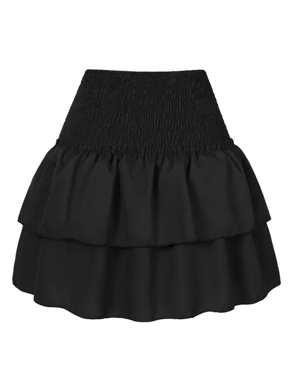 Pleated Ruffle Trim Skirt