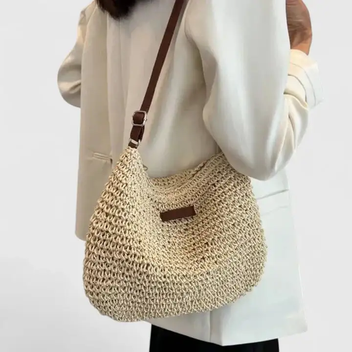 Pebbled Straw Handbag