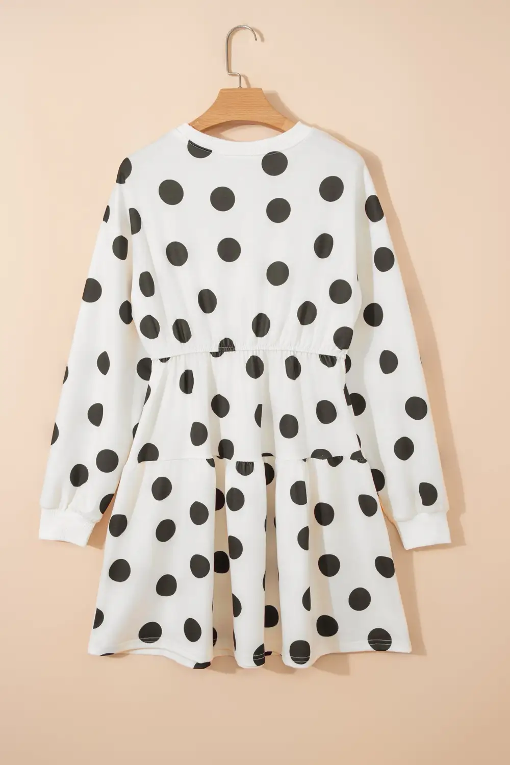 Polka Dot Printed Long Sleeve Mini Dress