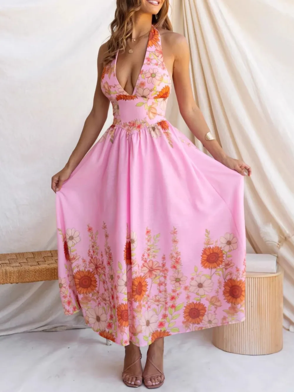 Finish Floral Printed Maxi Dress