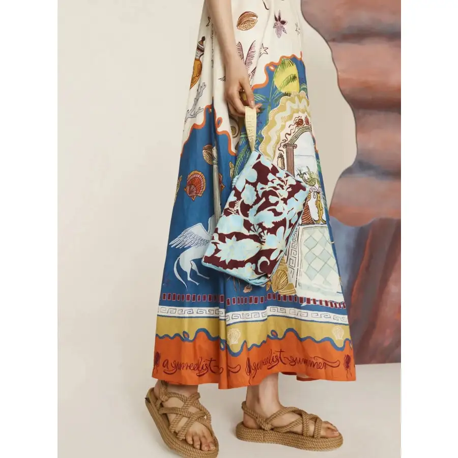 Relaxed Printed Square Neck Maxi Cami Dress