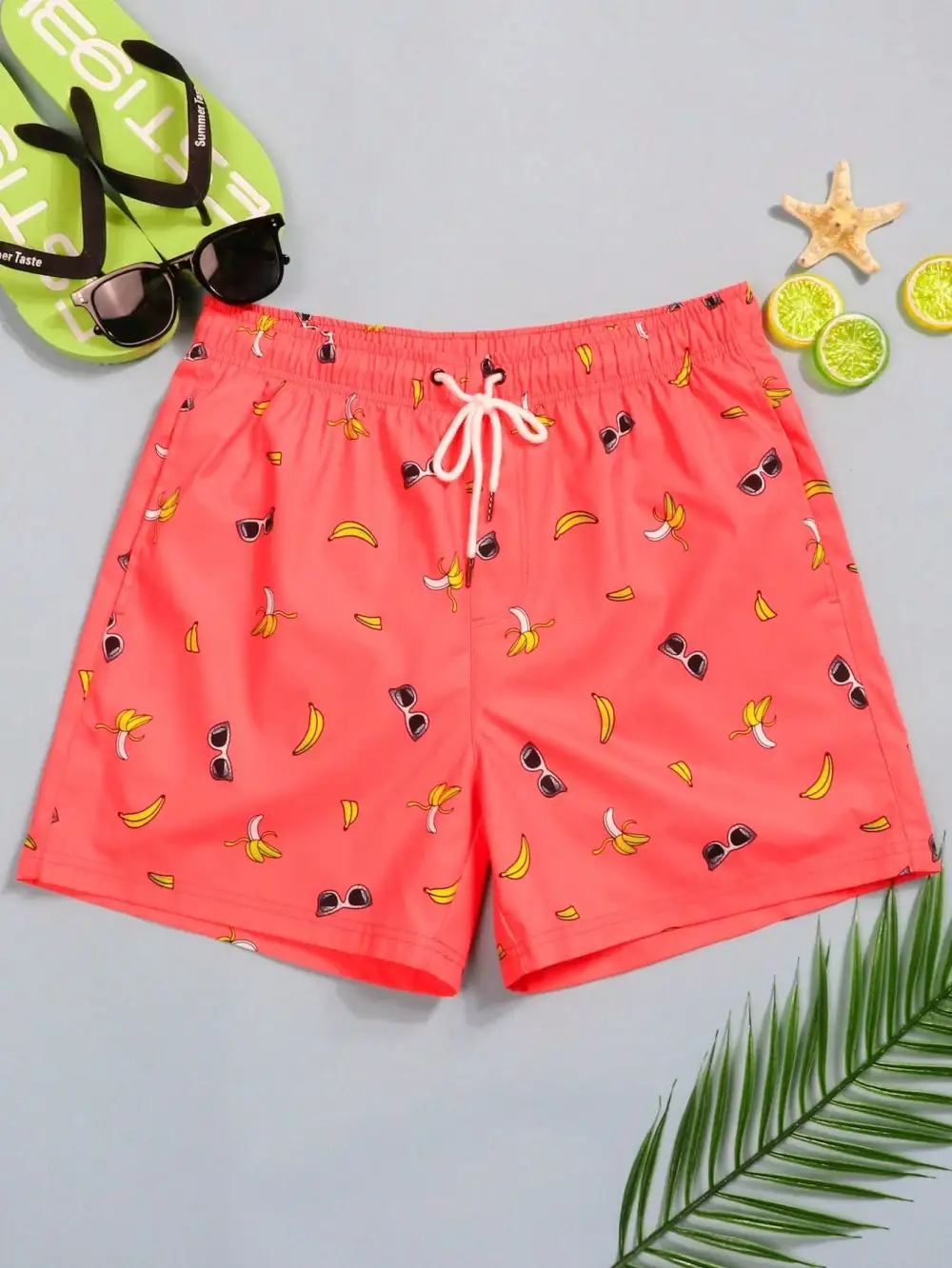 Men's Coastal Banana Print Swim Trunks