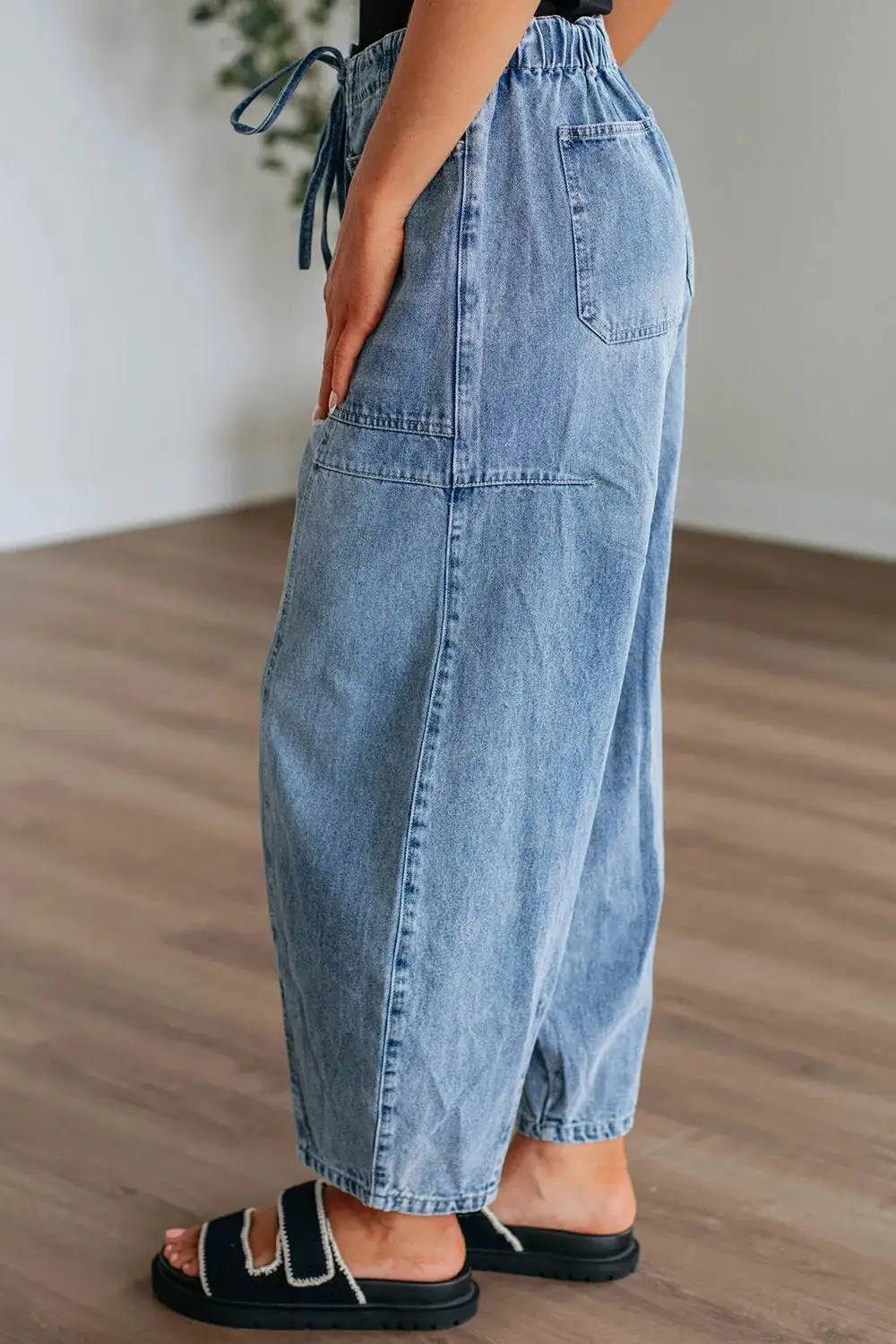 Drawstring Wide Leg Jeans