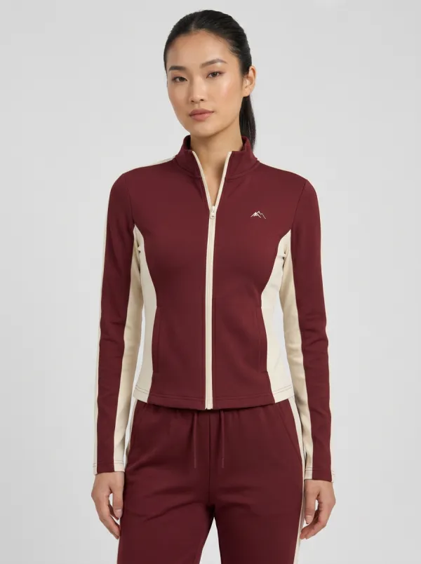 Women's Sage Green Color-Block Zip-Up Jacket & Jogger Set