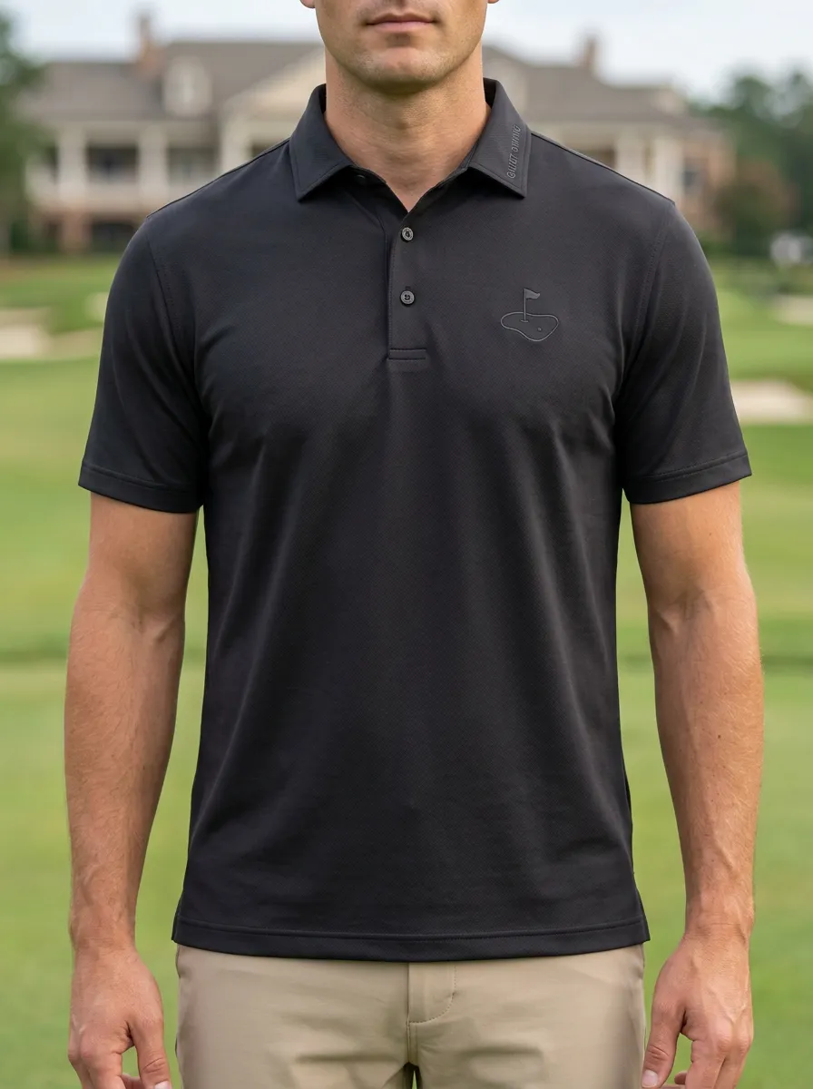 Lightweight Flag-Motif Embroidered Golf Polo Shirt
