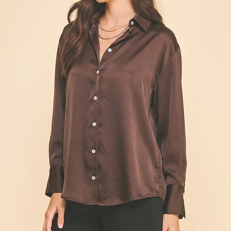 Silk Button Front Top