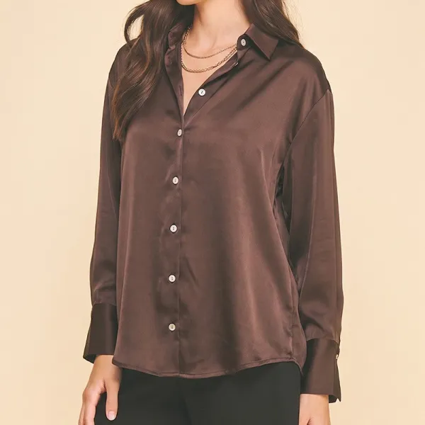 Silk Button Front Top