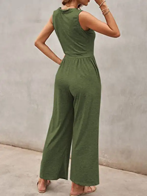 Clean Loose Sleeveless Jumpsuit