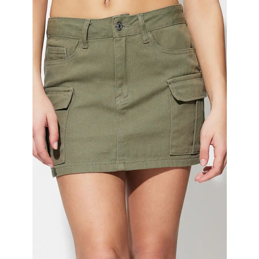 Pocketed Mini Denim Skirt