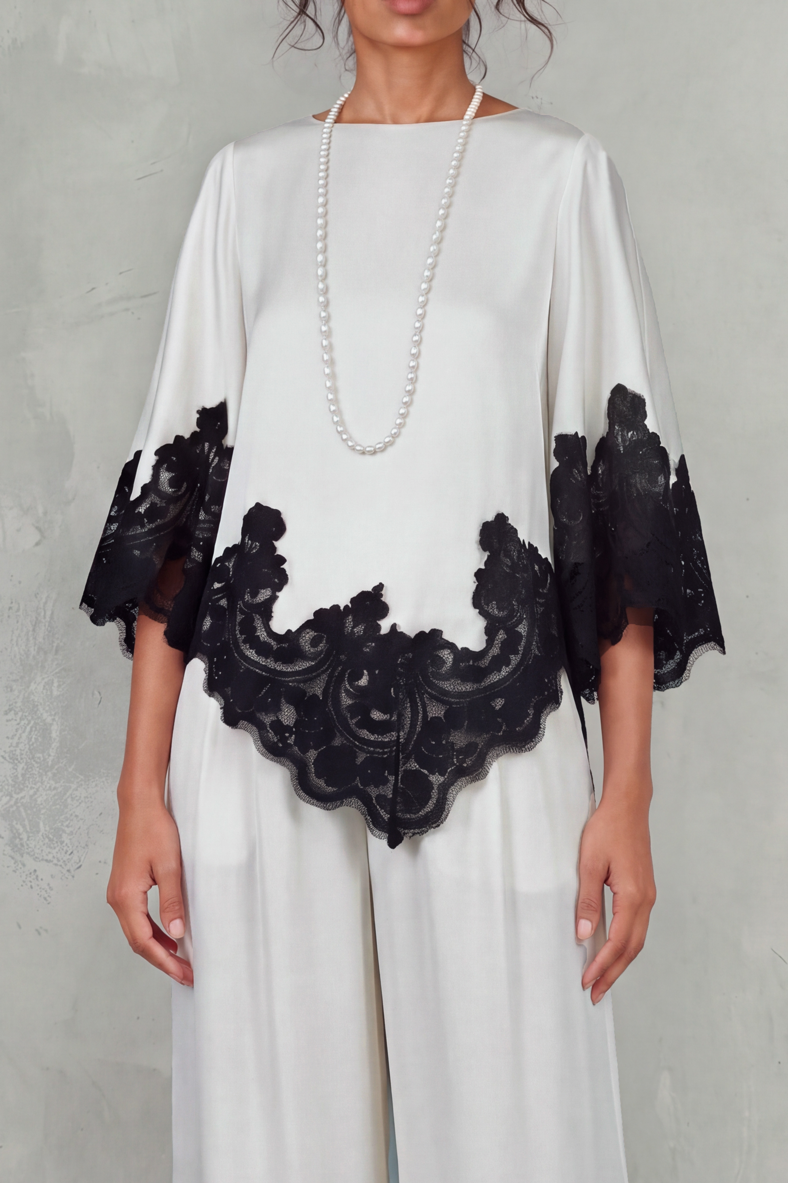 Asymmetrical Lace Matching Pants Set