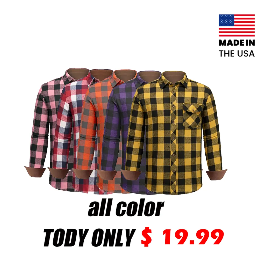 [Plus Size]Men’s Buffalo Plaid Flannel Shirt – Rugged Warmth. Timeless Style. Everyday Comfort.  Classic Design | Soft Cotton Comfort | Built for Any Season