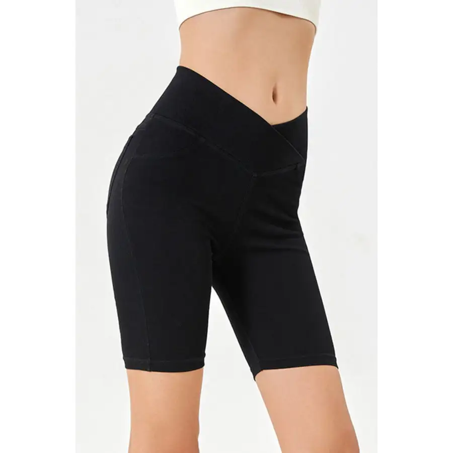 Asymmetrical Waist Denim Shorts with Pockets