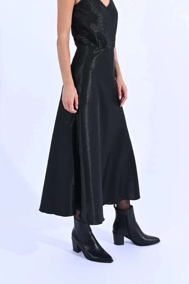Satin Slip Midi Skirt