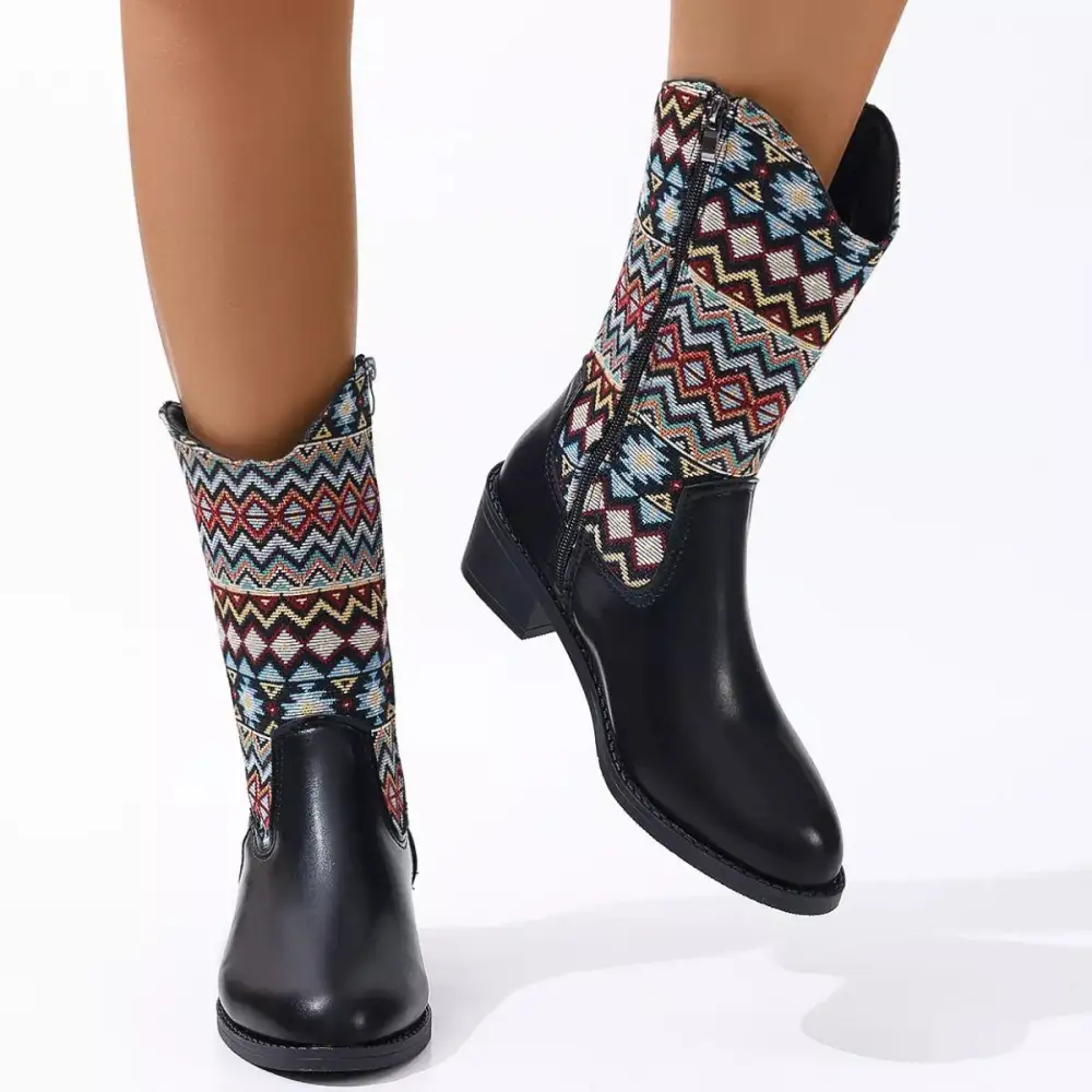 Point Toe Block Heels Boots