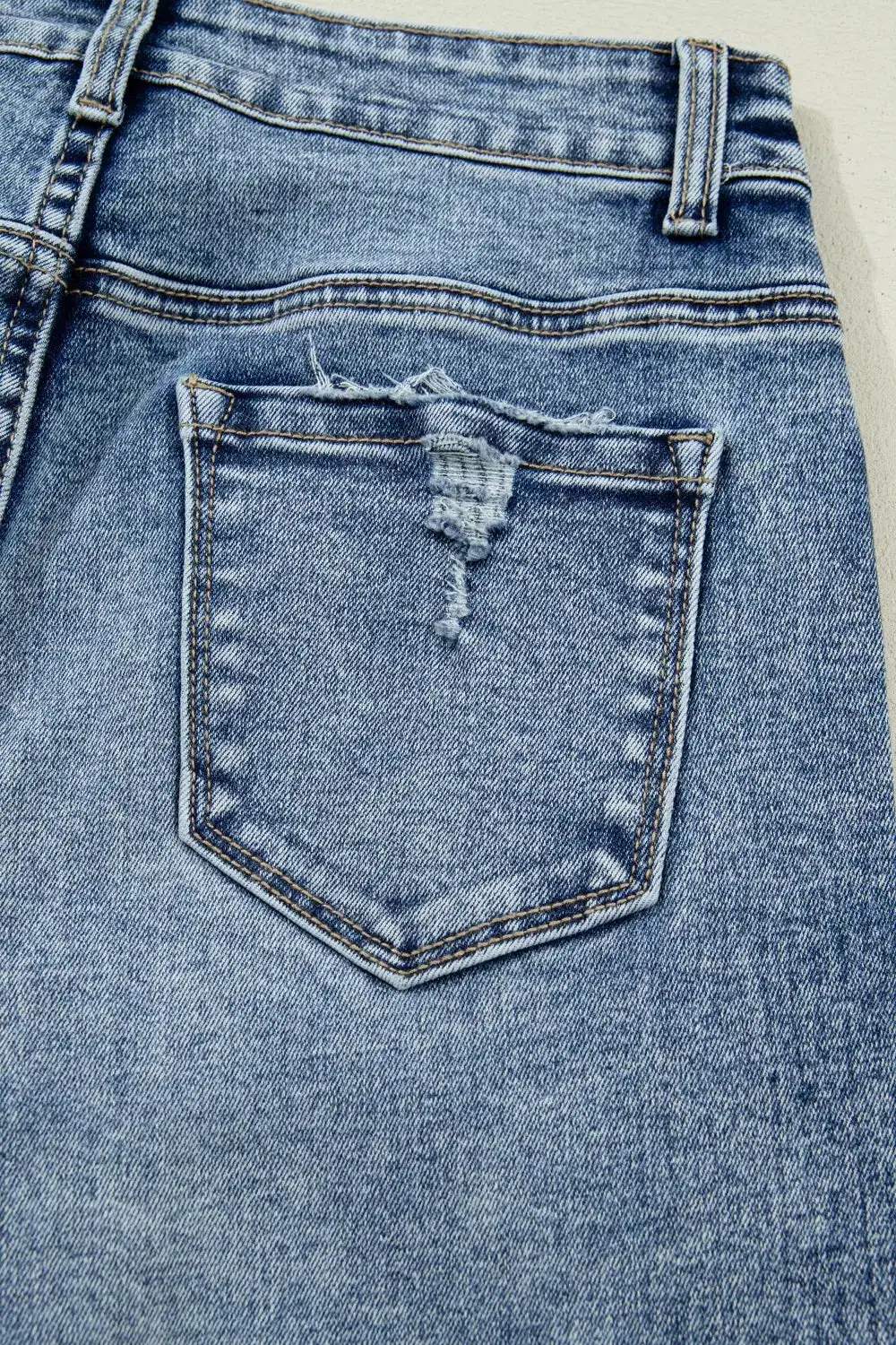 Straight Leg Cuffed Denim Jeans