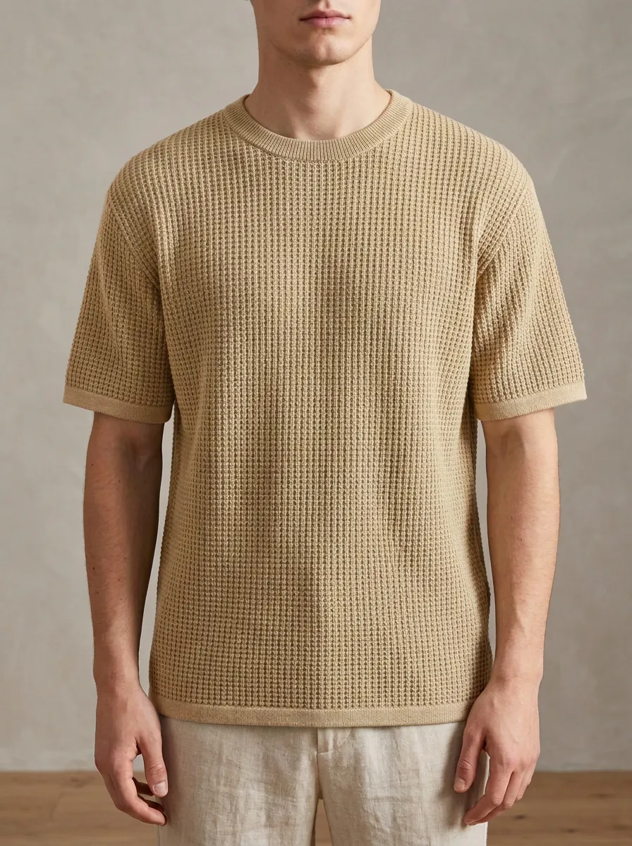Modern Relaxed-Look Men's Knit Crew-Neck T-Shirt