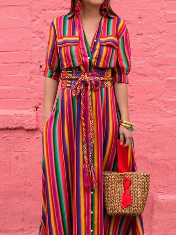 Sleeves Long Shirt Maxi Dress
