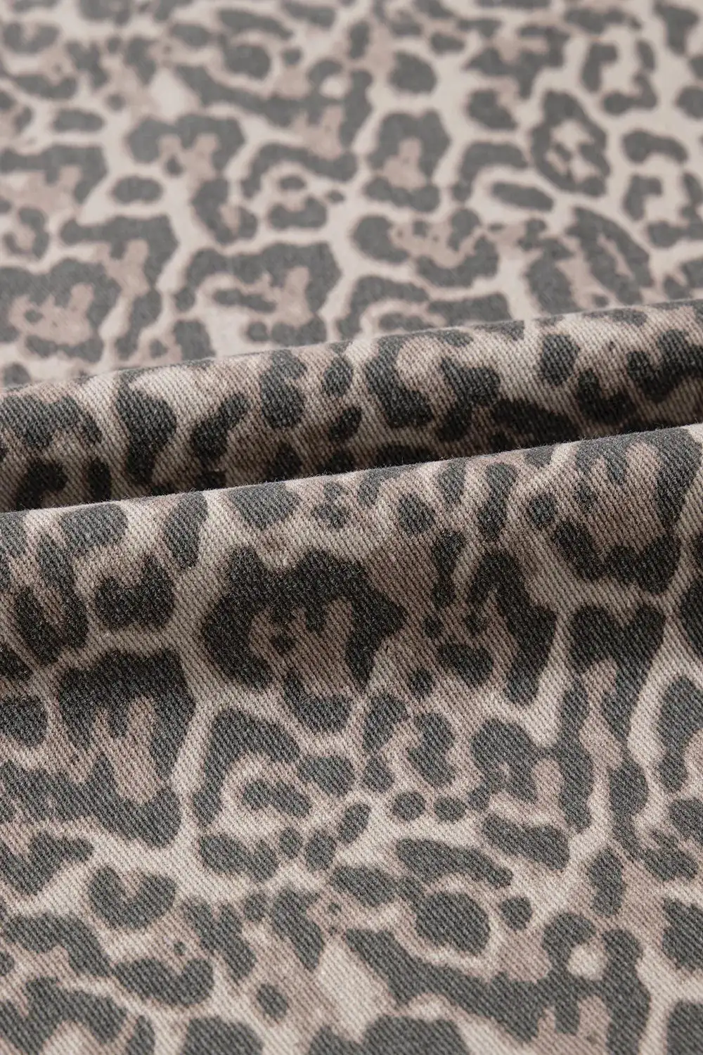 Leopard Frayed Edge Wide Leg High Denim Jeans