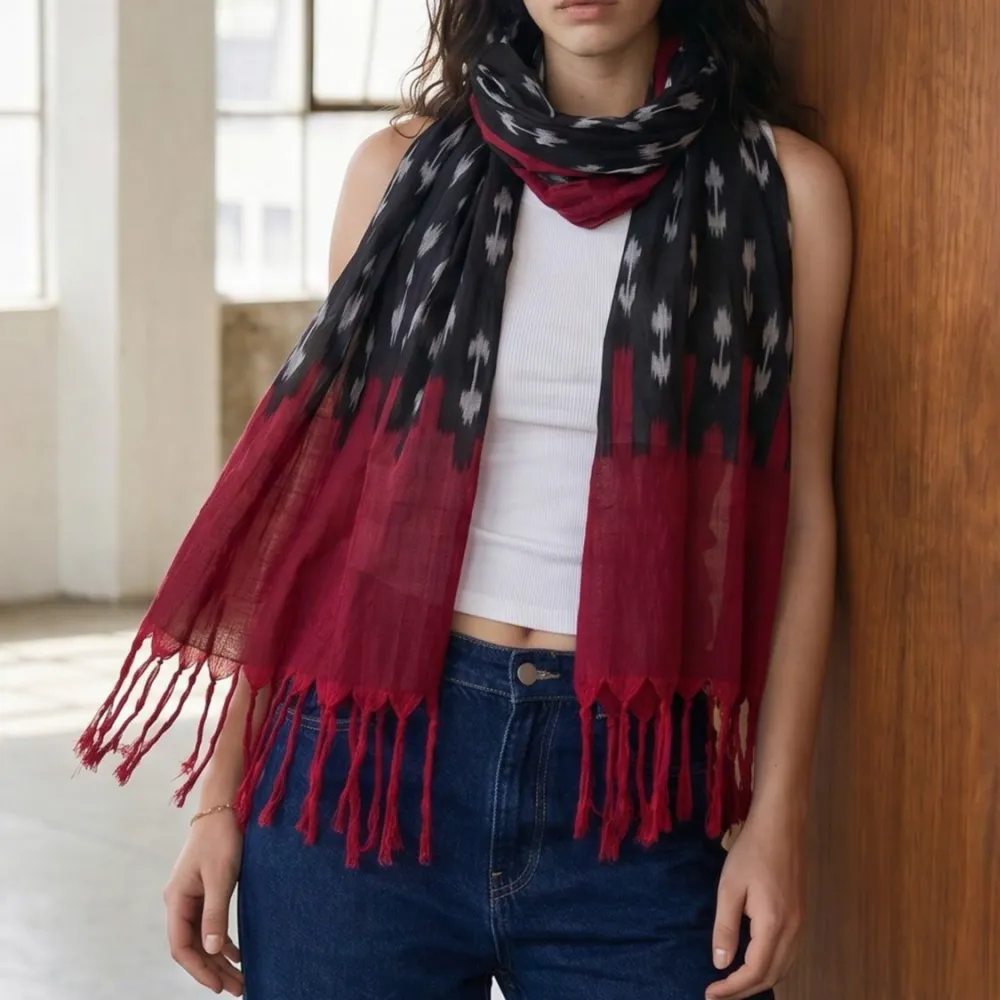 Apple Black Ikat Scarf