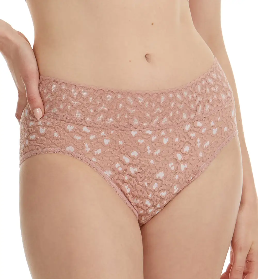 Classic High-Waist Stretch-Lace Leopard-Print French Brief Panty