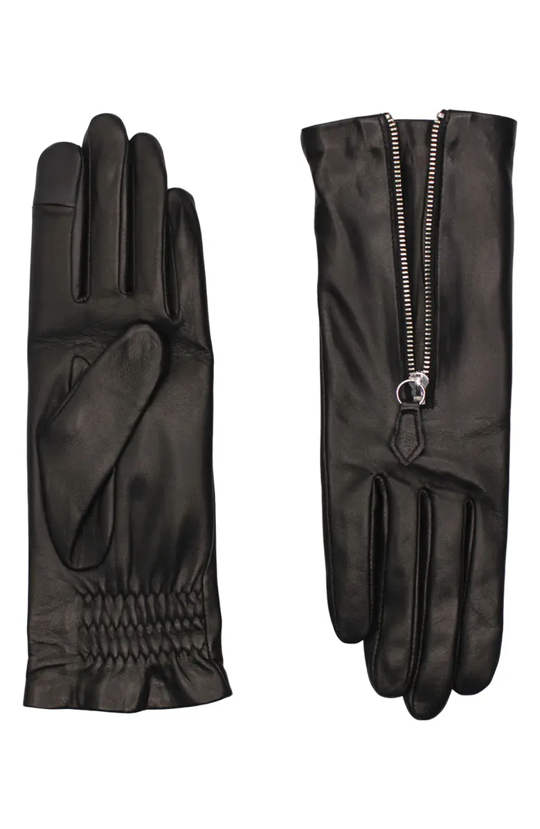 Jane Lambskin Leather Zip Gloves