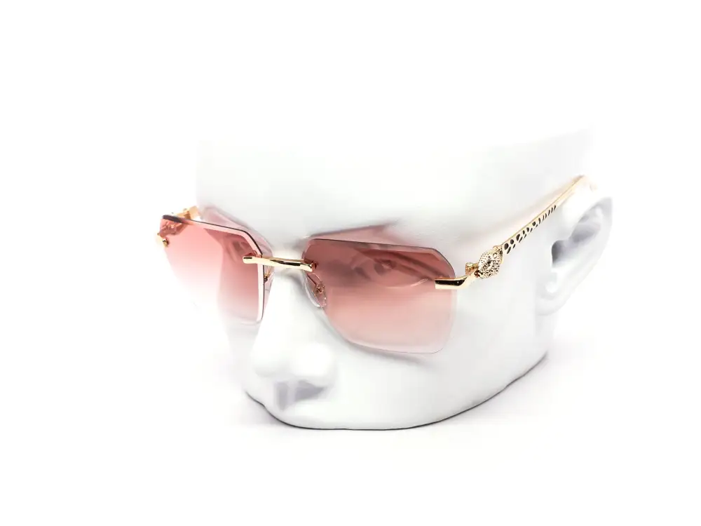 12-Pack Luxury Rimless Hexagon Gradient Metal Sunglasses