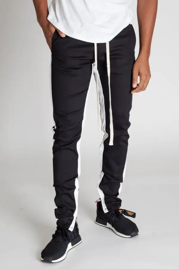 Men's Streetwear Skinny Raw Hem Track Pants
