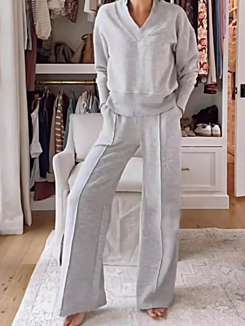 Cozy V Neck Top and Pants Set