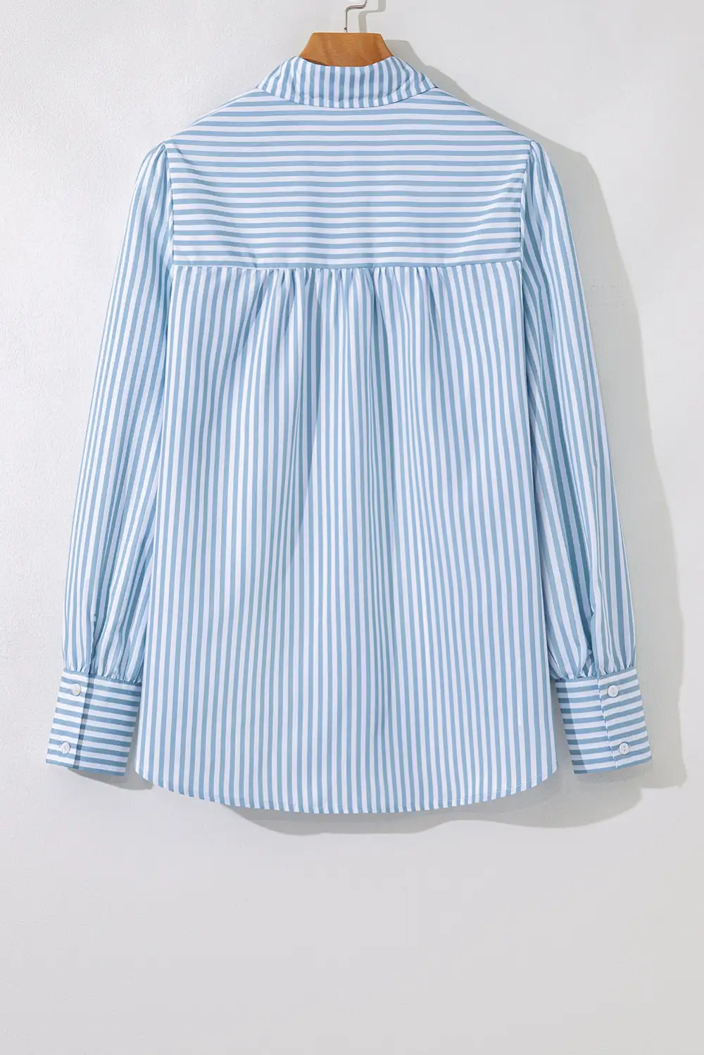 Striped Shirred Half Placket Blouse