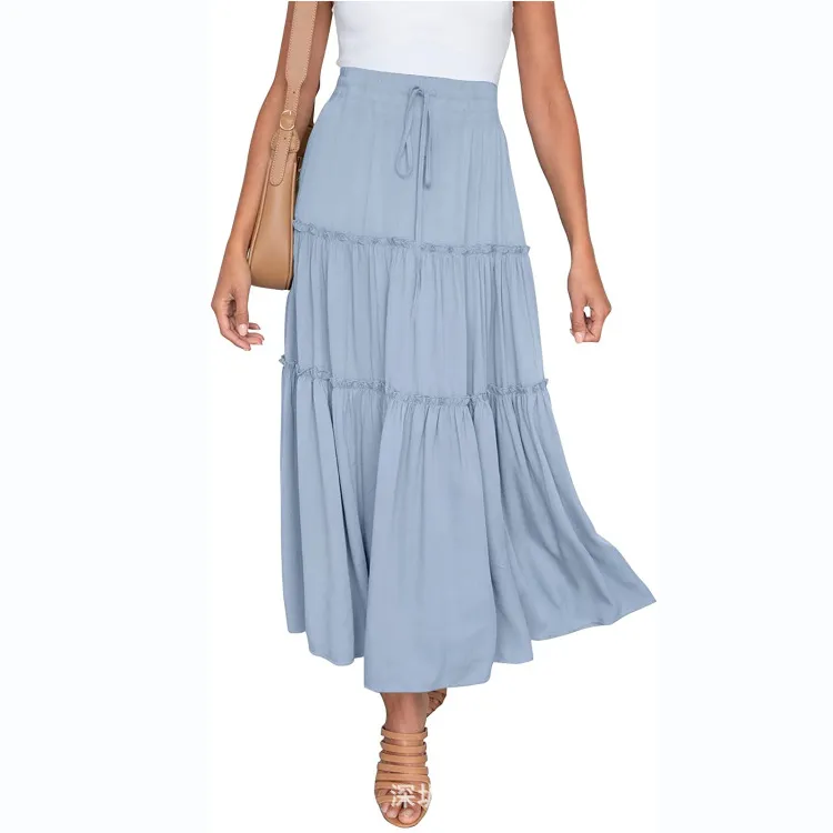 Women's High Waist Midi Skirt Bohemian Pleated Elegant Pants