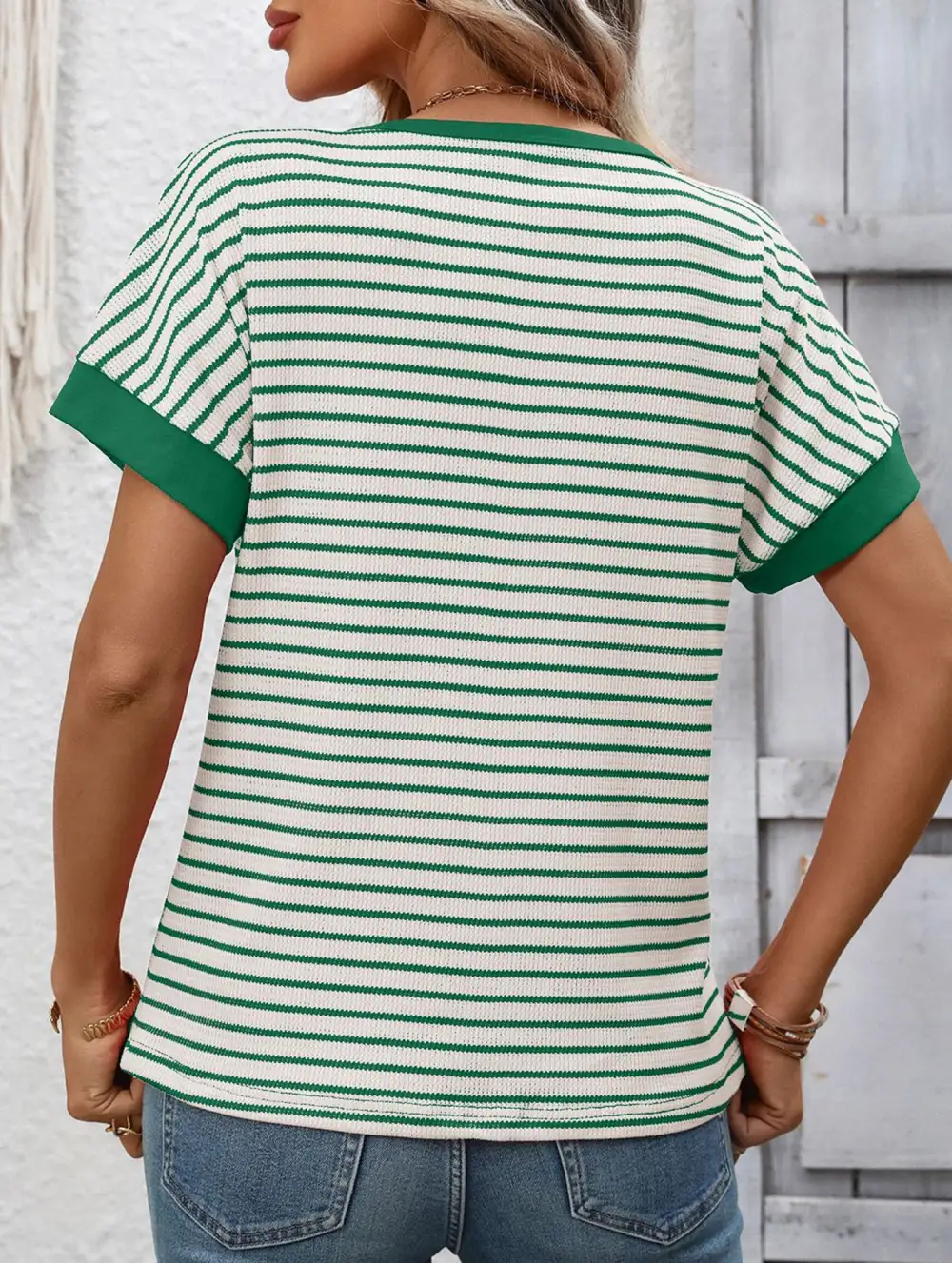 Crew Neck Patchwork Short Sleeve Tee