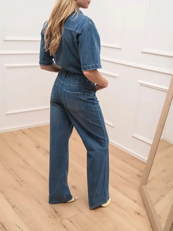 Maxi Button Front Cotton Jumpsuit